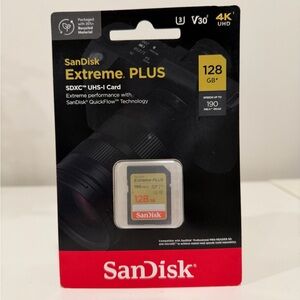 SanDisk Extreme PLUS 128GB SDXC UHS-I Card - 190 MB/S *BRAND NEW*